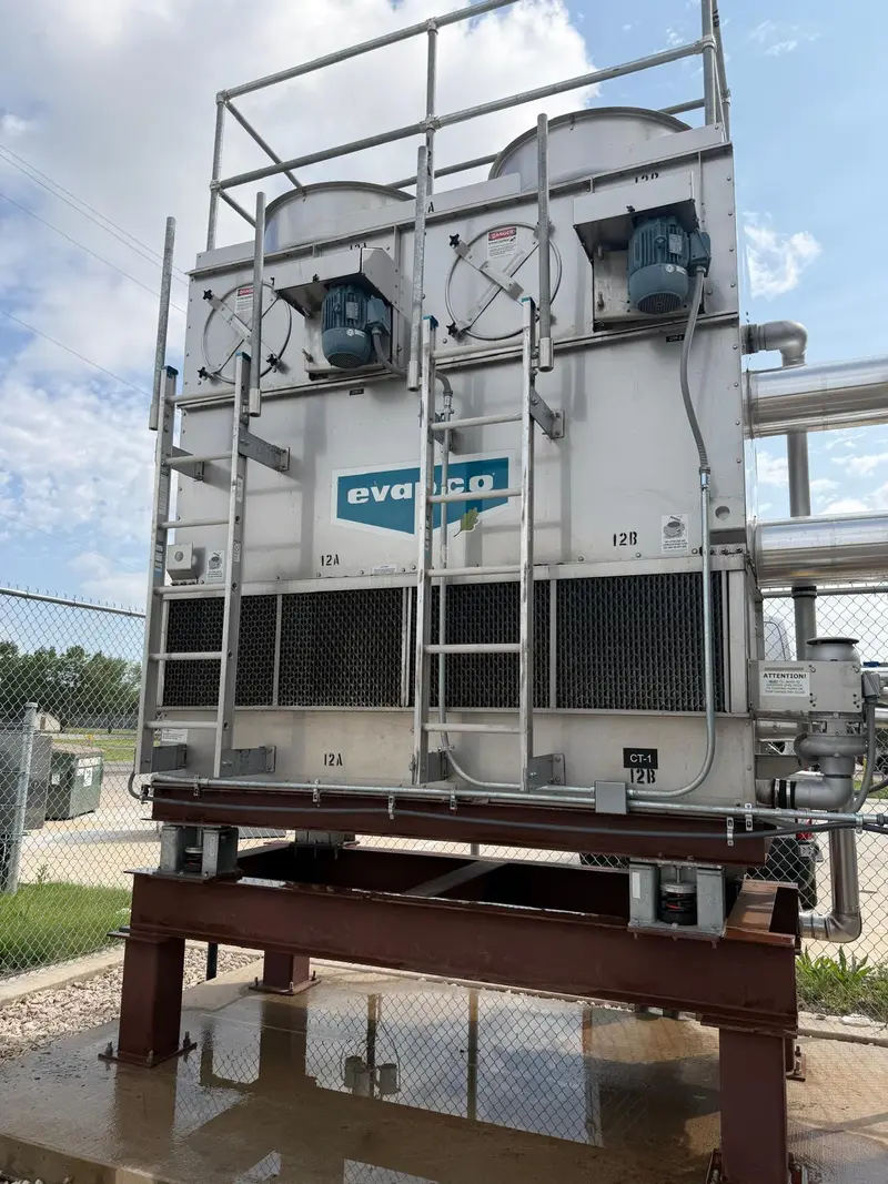 Commercial cooling tower serviced by MC Systems at a client facility in Austin, Texas