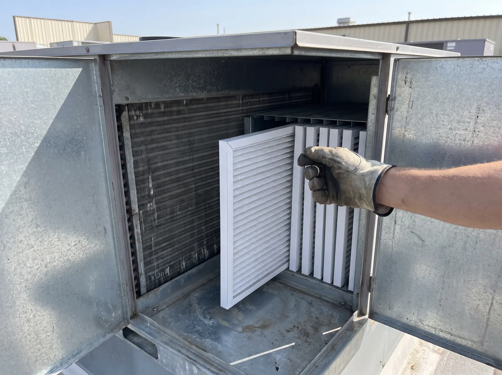 MC Systems technician servicing commercial HVAC equipment in Austin, Texas