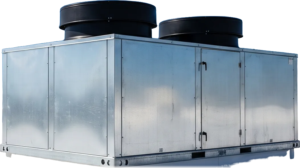 Galvanized packaged rooftop unit serviced by MC Systems in Austin